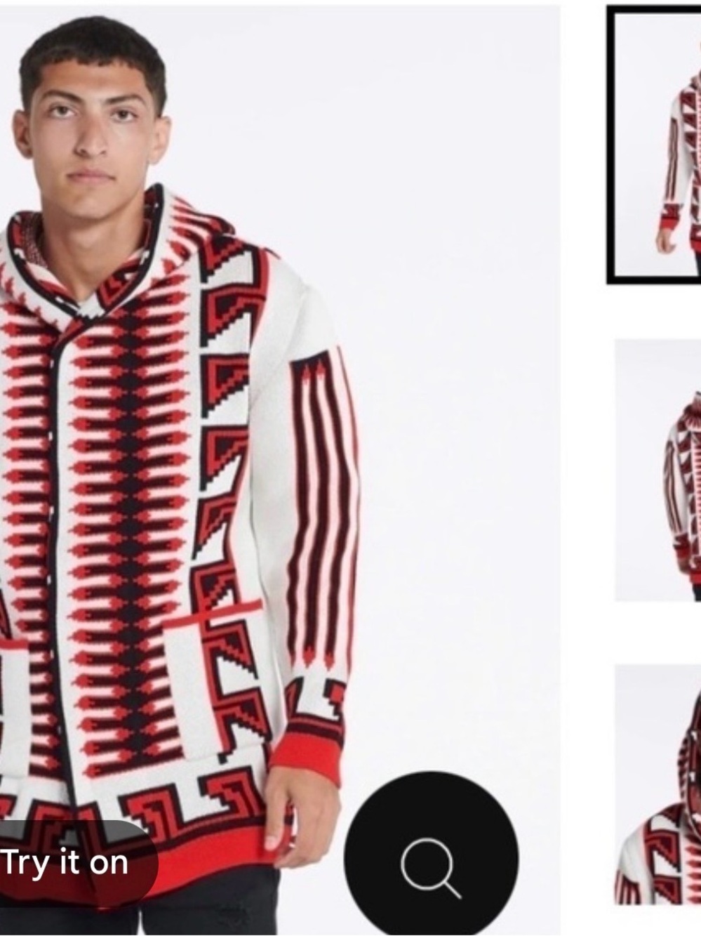 One In A Million M Graphic Red, Black & Cream Knit Cardigan Size M